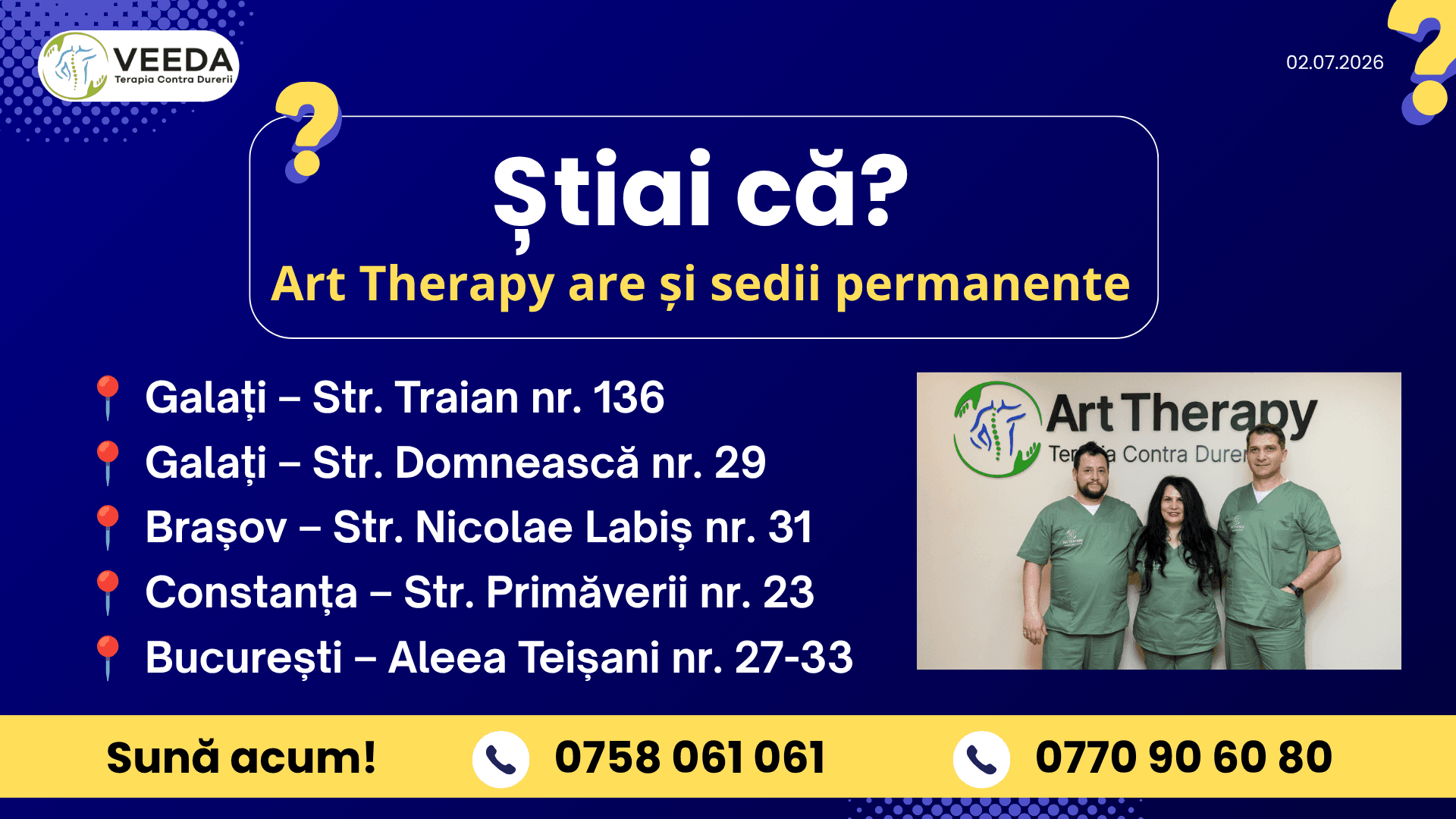 Sedii permanente Art Therapy: Terapia VEEDA, mai aproape de tine, zi de zi