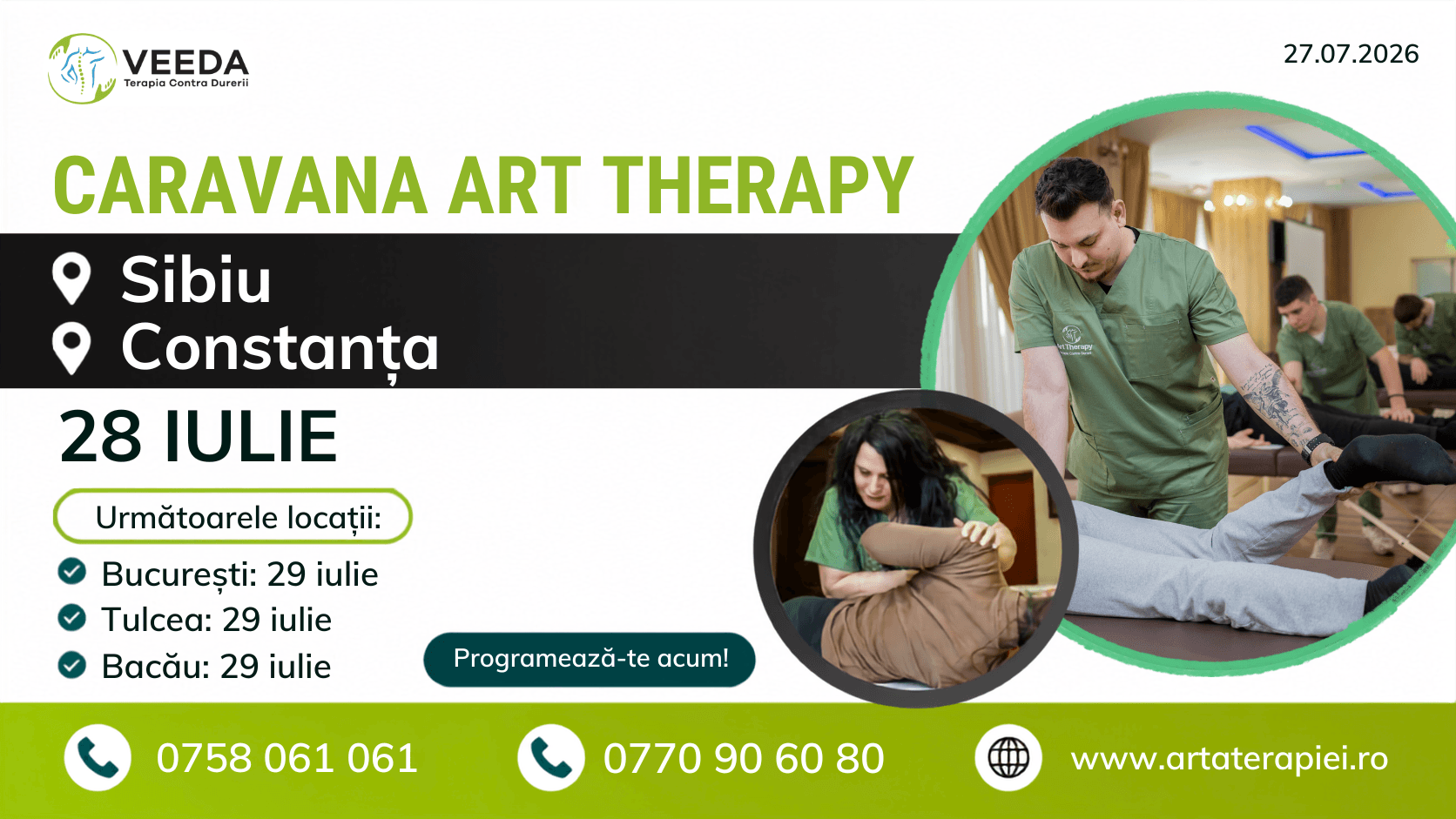 Caravana Art Therapy ajunge la Sibiu și Constanța pe 28 iulie. Recâștigă-ți mobilitatea: o zi dedicată celor care suferă de dureri