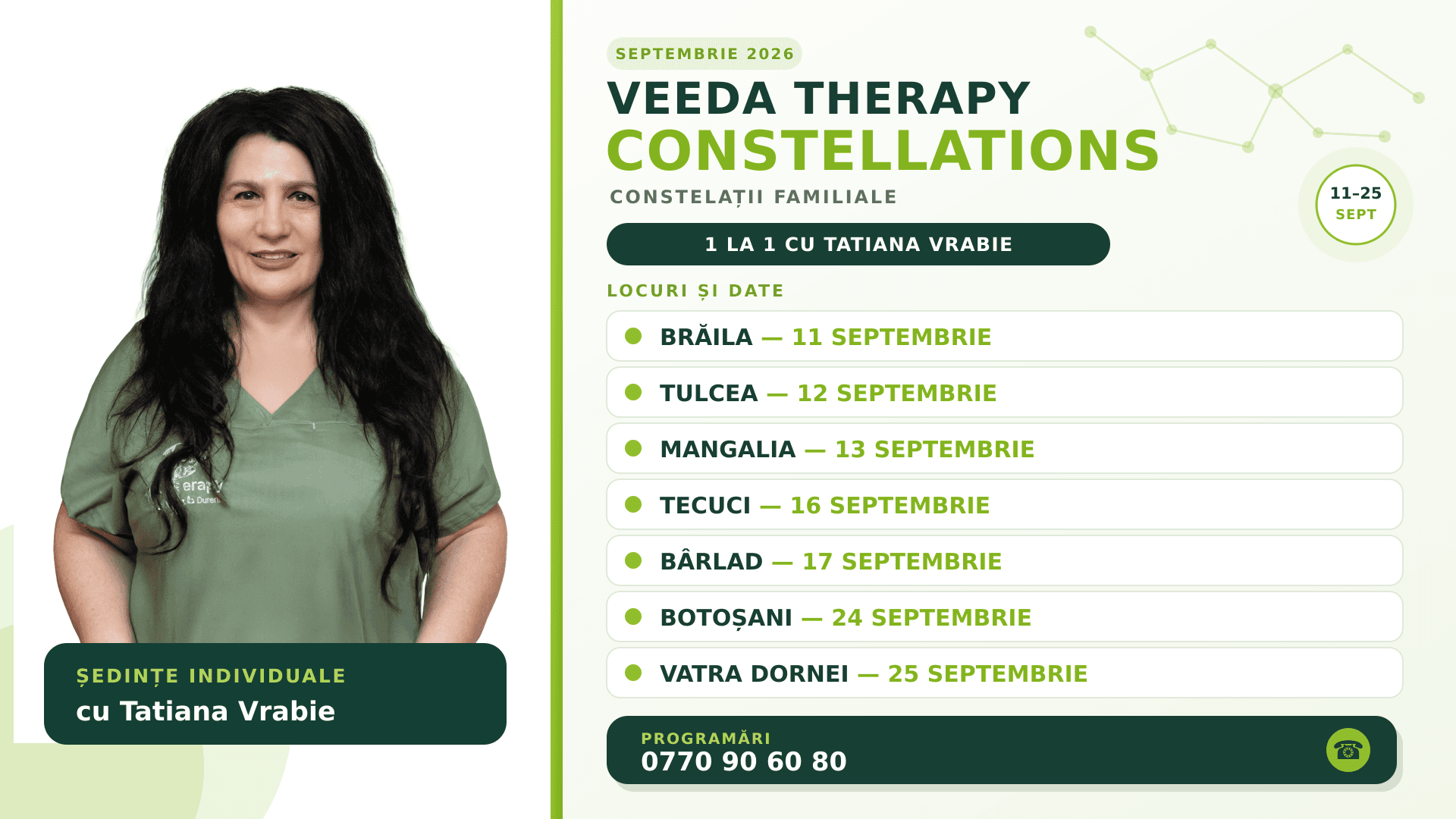 VEEDA Therapy Constellations: ședințe individuale de constelații familiale cu Tatiana Vrabie