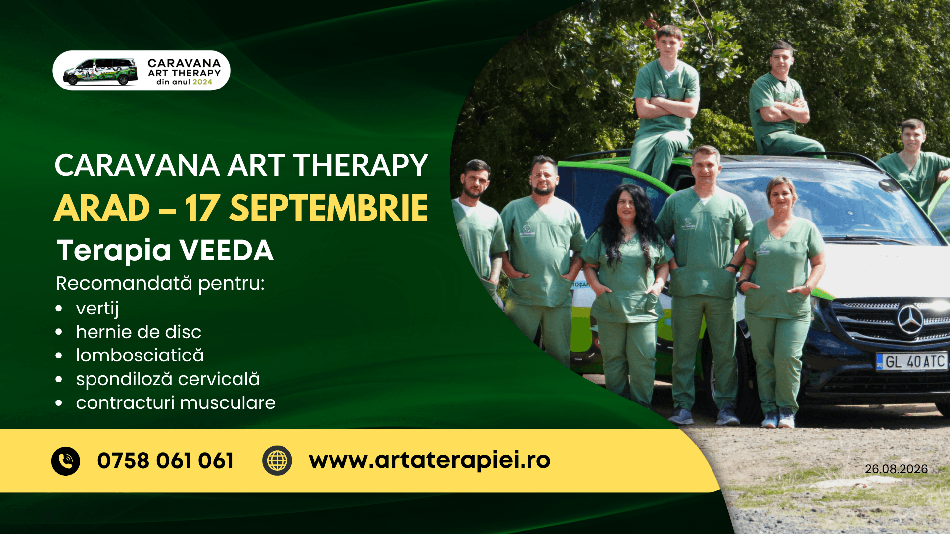 Caravana Art Therapy revine în Arad pe 17 septembrie. Te ridici de pe scaun și primele secunde mergi aplecat?
