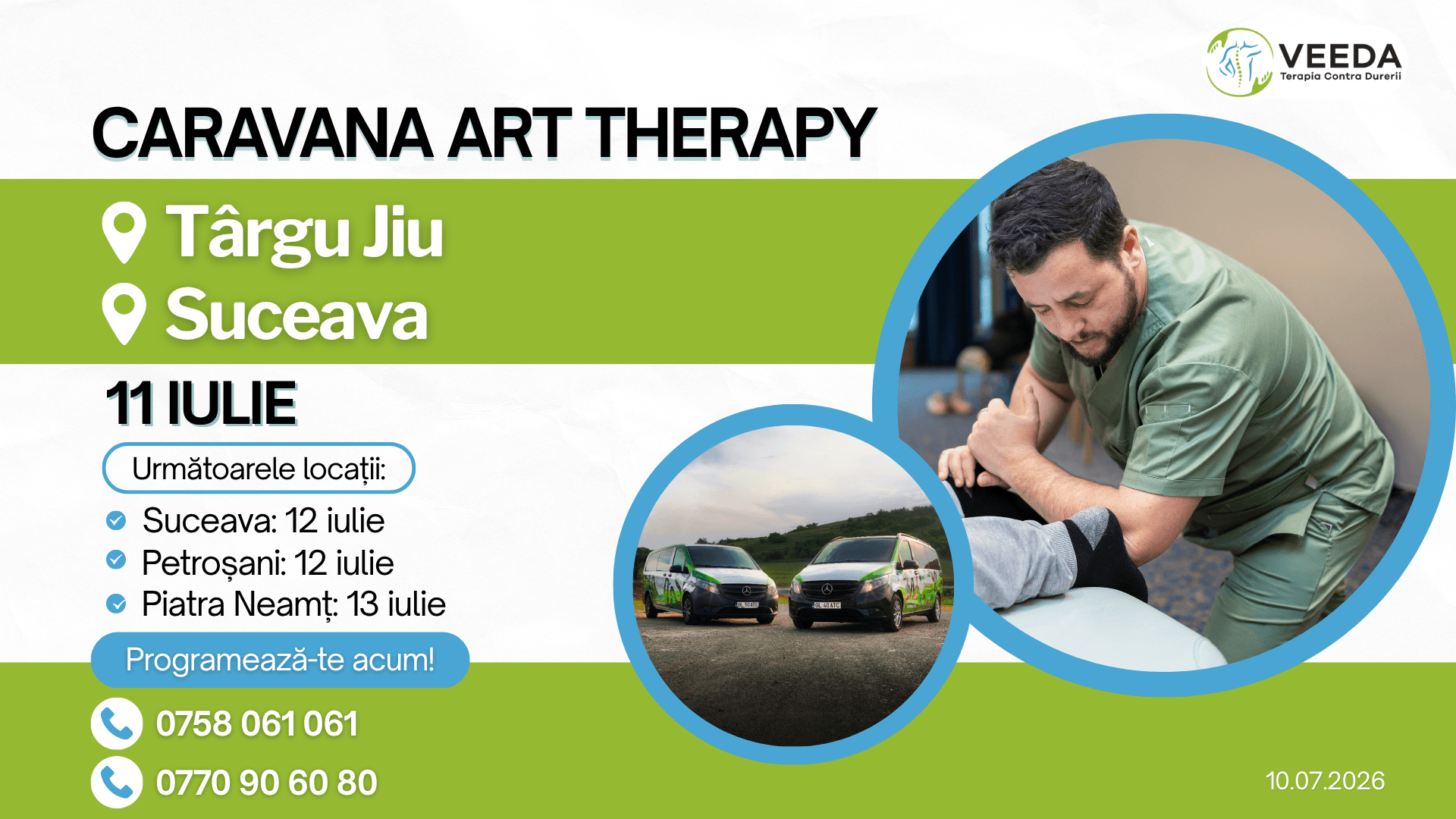 Caravana Art Therapy ajunge pe 11 iulie în Târgu Jiu și Suceava. Terapia VEEDA, din nou mai aproape de tine!