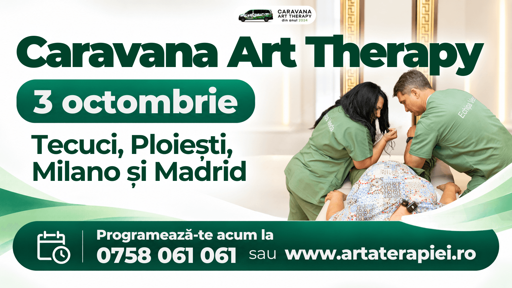 3 octombrie: Caravana Art Therapy continuă în Tecuci, Ploiești, Milano și Madrid