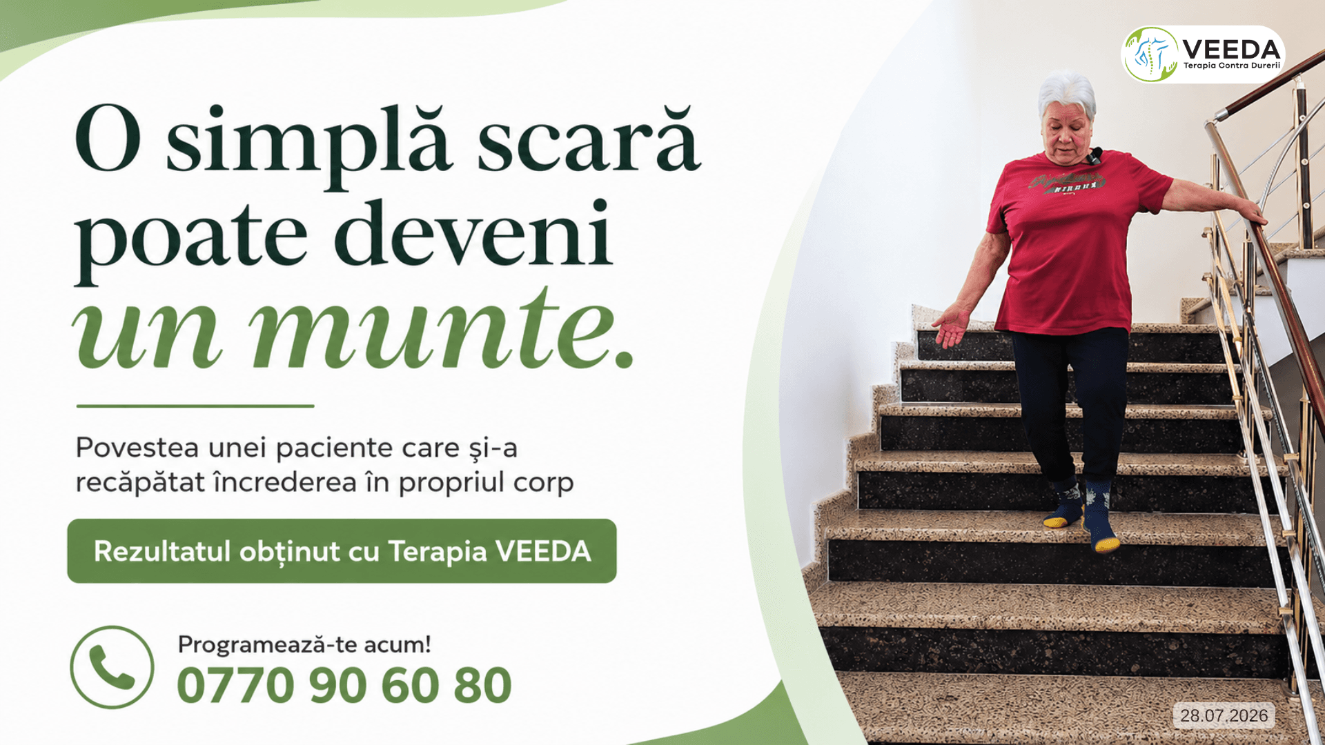 O simplă scară poate deveni un munte. Povestea unei paciente care și-a recăpătat încrederea în propriul corp