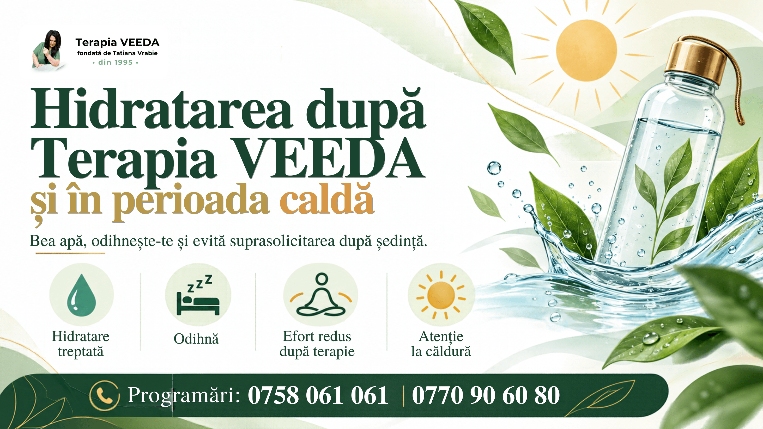 Hidratarea după Terapia VEEDA și în zilele călduroase: de ce este importantă pentru corp